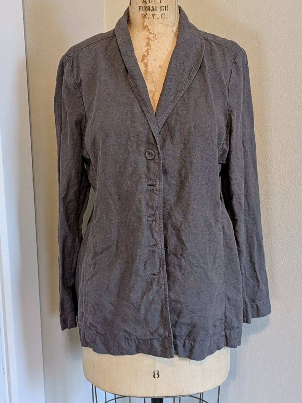 Eileen Fisher M Linen Button Shacket Blazer